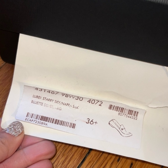 GUCCI Women’s Blue Silver Starry Sky Print Lurex Jordaan Loafers Size 36 - Picture 6 of 6